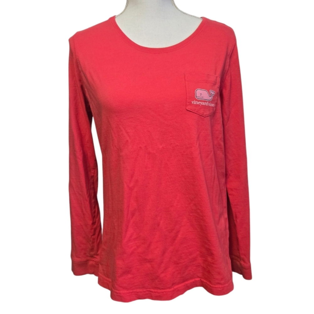 Vineyard Vines Whale Coral Red/Pink Long Sleeve Relaxed T-Shirt